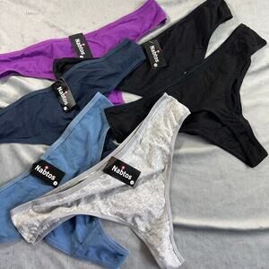 Nabtos Women's Cotton/Spandex Blend Basic Thongs 6 pair NWT